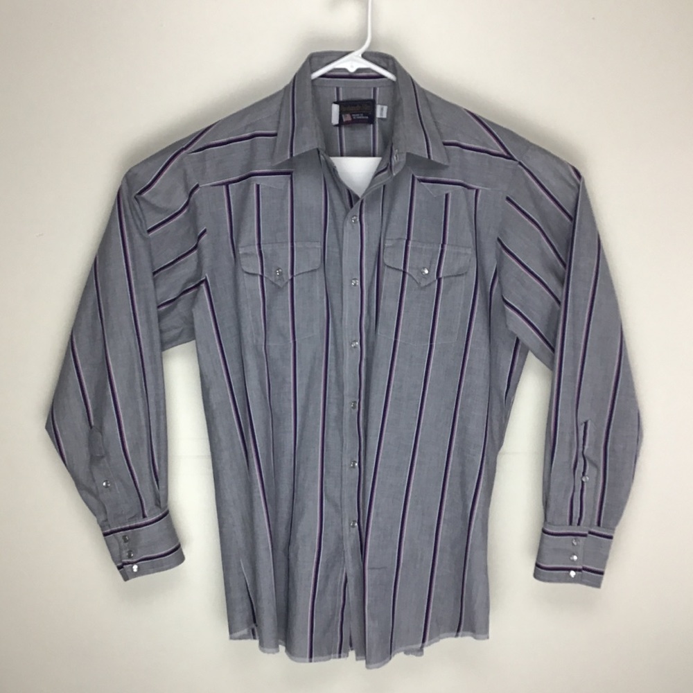 Panhandle Slim mens long sleeve pearl snap button up shirt 17 x 36
